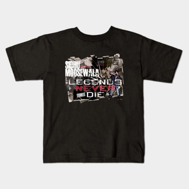 Sidhu Moosewala Last Ride in Peace Kids T-Shirt by SAN ART STUDIO 